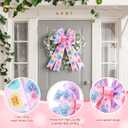 Liliful Valentine's Day Tree Topper Bows Pink Candy Heart Wreath Bow Decoration Gift Conversation Heart Topper Bows for Front Door Holiday Wreath Wedding Party Wall Home Outdoor Decor