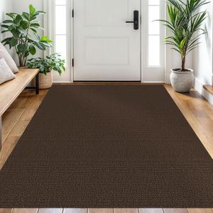 Washable Area Rug, Non Slip Entryway Rug, 4x6 Ft, Brown/Coffee
