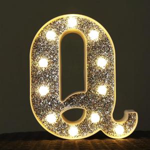 Light Up Letters, Marquee Light Letter for Table Decorations, Glitter Light Up Signs for Prom, Events, or Engagement Party Decor, Featuring Alphabet & Number Lighted Letters, Letter Q