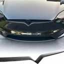 Front Grille Insert Trim Compatible With Tesla Model X 2020 2019 2018 2017 2016 Front Center Mesh Grille Grill Cover(Carbon Fiber)