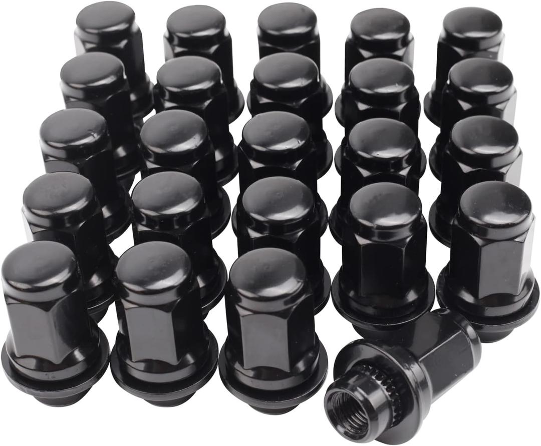 Set of 24, 12x1.5mm 1.87 Inch Length 13/16 Hex OEM Factory Mag Lug Nuts for Tacoma 4 Runner FJ Cruiser Matrix GX460 GX470 SR5 Pre-Runner TRD Off-Road Limited Black
