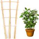 Bamboo Trellis, 24in Fan-Shaped Trellis for Potted Plants 3 Pack | Natural Small Plant Trellis for Climbing Plants Indoor Outdoor Support Like Monstera, Ivy, Hoya, Rose
