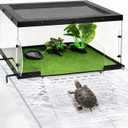 AZV Turtle Basking Platform with Kit,XLarge Turtle Topper Dock Acrylic Tank | Slip-Resistant Grooves Ramp,Escape-Proof for Red Eared Sliders,Yellow-Bellied Slider,Map Turtle,Fits 18''-24'' Wide Aquariums
