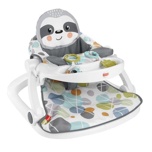 Fisher-Price Portable Baby Chair Sit-Me-Up Floor Seat with Snack Tray, Newborn Sensory Activity Toys & Plush Cute Sloth Washable Pad​