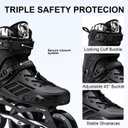 3 Wheels Inline Skates for Men Women, Professional Roller Skates Blades for Male Female,High Performance Fitness Adult Speed Skates with 110MM Wheels, Washable Liner(Black), MEN9.5/WOMEN10.5