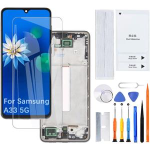 H&LYCYJ Display Screen for Samsung Galaxy A33 5G TFT A336E A336B A336B/DS LCD Screen Replacement Assembly Kit(Black with Frame, Without Fingerprint)