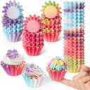 R HORSE 200Pcs Mini Cupcake Liners Baking Cups, Purple Orange Gradient Grease-resistant Mini Size Cupcake Cups for Baking, Heavy Duty Paper Muffin Baking Cups for Wedding Birthday Baby Shower Party