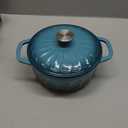 Enameled Cast Iron Dutch Oven with Lid, 3 QT Cast Iron Dutch Oven Pot, Heavy Duty Cast Iron Pot for for Bread Baking, Cook, Bake, Oven Safe across All Cooktops (BlueGreen,3 QT)