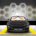 Neatfi LED Hexagon Garage Lights, 14,763 Lumens, 3 Adjustable Light Modes (6900K, 4300K, 3000K), 133W Honeycomb Ceiling Light for Car Detailing, Barber Shop, Beauty Salon, and Gyms (5 Hex Grids, CCT)