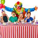 Thinkday 6ft Red and White Striped Tablecloth Stripe Table Cover Rectangle Carnival Circus Tablecloth Waterproof Reusable Table Decor 70 x 30 Inches Polyester Picnic Outdoor Holiday Party Decor