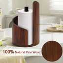Wooden Paper Towel Holder, Round Standing Roll Organizer for Kitchen Countertop, Brown, 11.4 inches