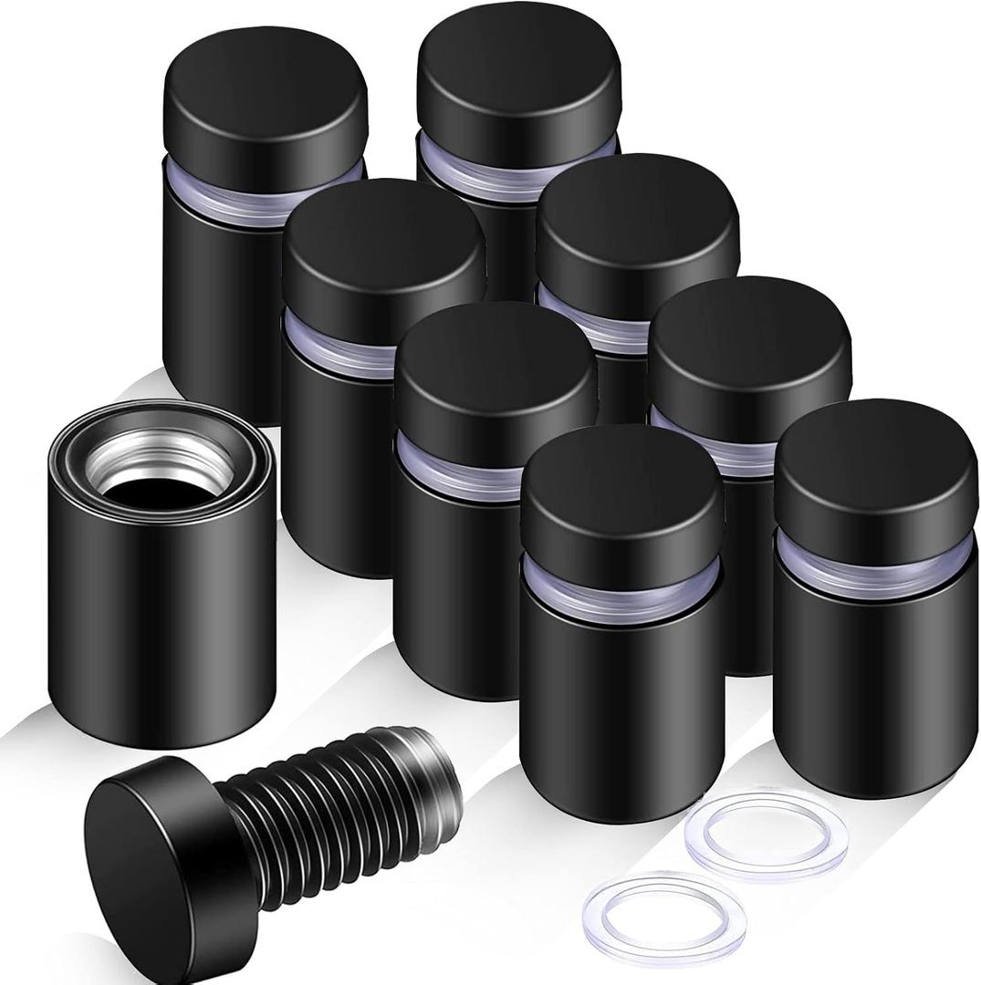 Eagles Stainless Steel Standoff Screws, 8PCS 0.47 x 0.79 Inch,Black Wall Standoff Sign Holders Screws Mounting Glass Hardware Advertising Nail for Hanging Acrylic Picture Frame Advertising Screws Kit