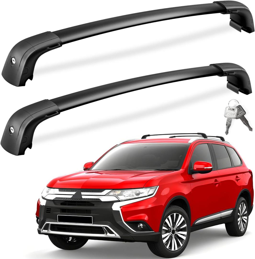 FengYu Lockable Roof Rack Cross Bars 300lb Compatible with Mitsubishi Outlander 2014-2021 (Not for Outlander Sport), Heavy Duty Aluminum Roof Rails Crossbars Cargo Bars Rooftop Black Carrier Luggage