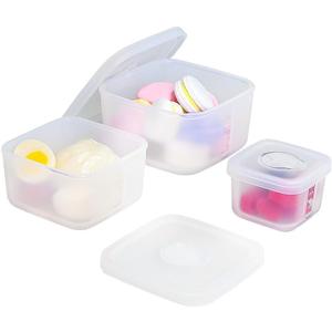 OTB Set of 3 Reusable Silicone Containers Clear, Nesting Leak-free Silicone Food Storage Boxes, BPA Free, Airtight, Dishwasher and Freezer Safe (Clear L+M+S)