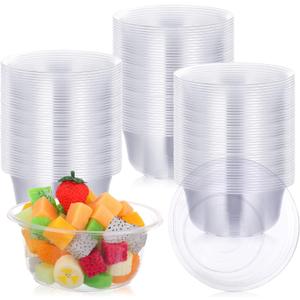 Aoriher 100 Pack 16 oz Plastic Bowls Disposable Serving Bowls for Wedding Bulk Clear Hard Plastic Acai Salad Heavy Duty Dessert Bowl Large for Serving Catering Party Ice Cream Home Supplies