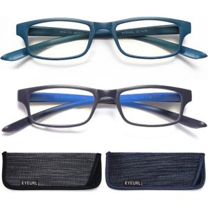 EYEURL 2-Pack Reading Glasses for Women Men Neck Hanging Blue Light Blocking Glasses With Spring Hinge Computer Readers