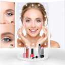 JAMIEWIN Lighted Makeup Mirror 3X/2X/1X Magnification 21 LED Trifold Vanity Mirror with Touch Sensor Dimming Portable Travel Mirror Best Xmas Gifts for Women Girls (White)