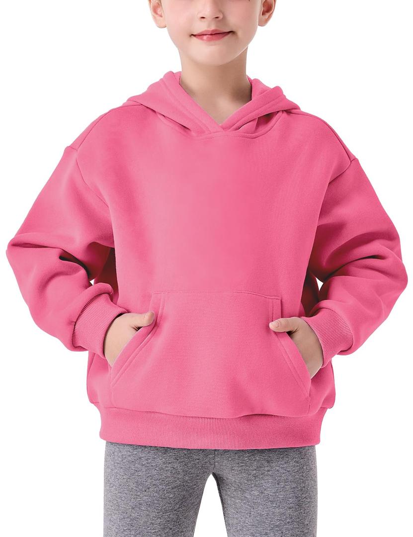 Hvididan Girls Fleece Hoodies Size 10-12 Oversized Hoodies for Teen Girls Warm Long Sleeve Toddler Sweatshirt, Pink, Size 10-12