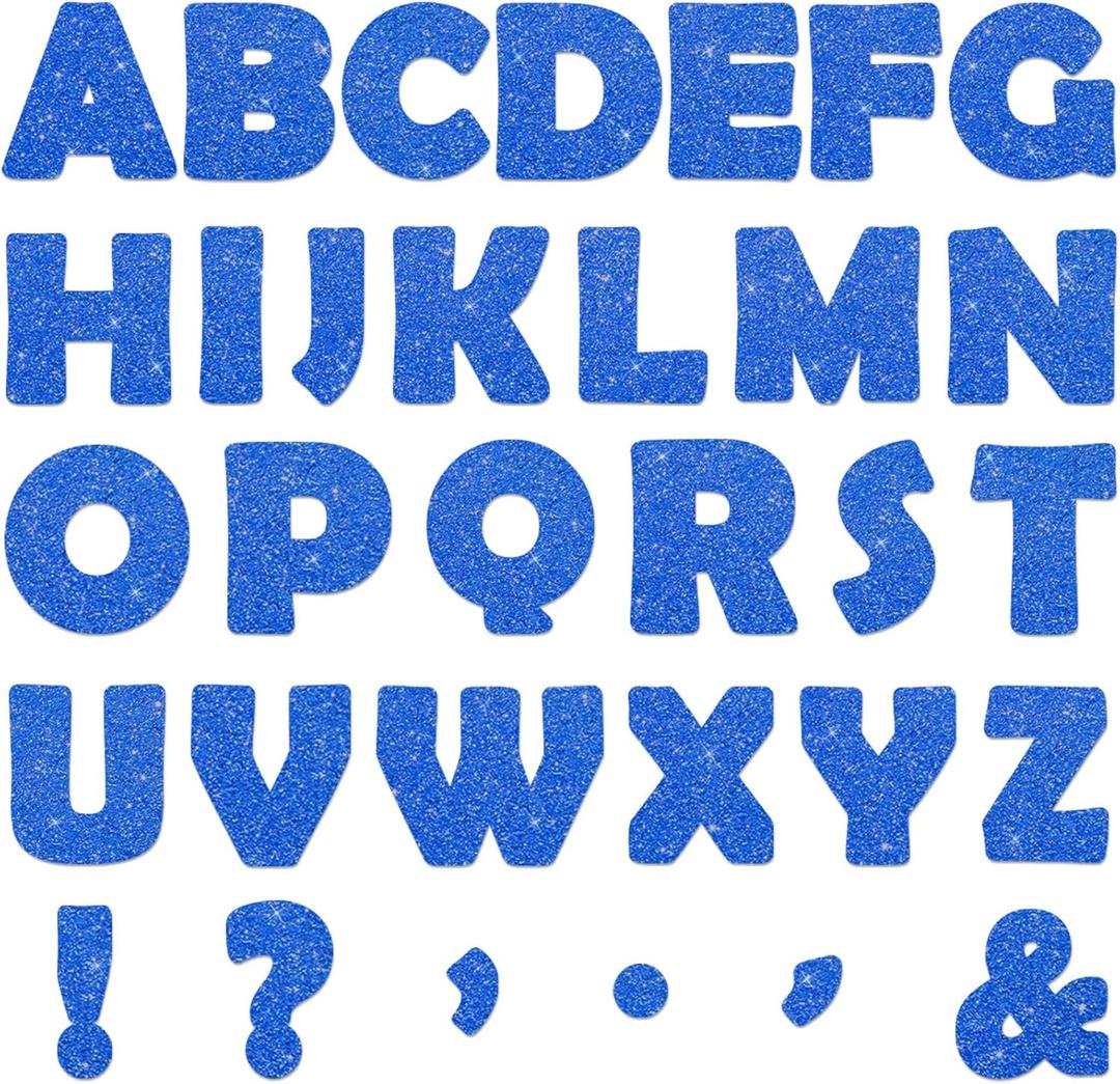 Set Glitter Blue Classroom Alphabet Cutouts for Bulletin Poster Board Display Home School a Great Helper to Inspire Students' Learning Interest