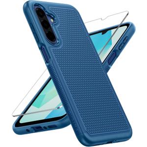 FNTCASE for Galaxy A17/A16 5G Phone Case - Samsung A17 Military Grade Drop Protection, 14ft Drop Tested, Screen Protector Included, Anti-Slip Matte Textured, TPU+PC Dual Layer Shockproof Cover (Blue)