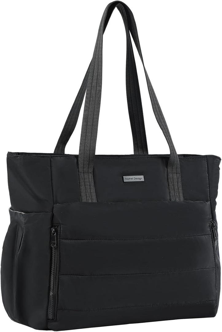 NISHEL Travel Puffy Tote Bag For Women, Ultra-Lightweight Large Tote Purse For Office Day And a Short Weekend Getaway