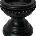 dwellington Farmhouse Rustic Wood Pillar Candle Holder, Decorative Beaded Candlestick Holder Stand for Home Dcor, Gifts, Wedding (Black)