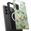 DEENAKIN for Samsung Galaxy S25 Ultra Case Cute, Aesthetic Vintage Magnolia Wildflower Girly Shell, Compatible with Magsafe,Trendy Unique Cool Retro Protective Slim Silicone Phone Cover for Women Girls