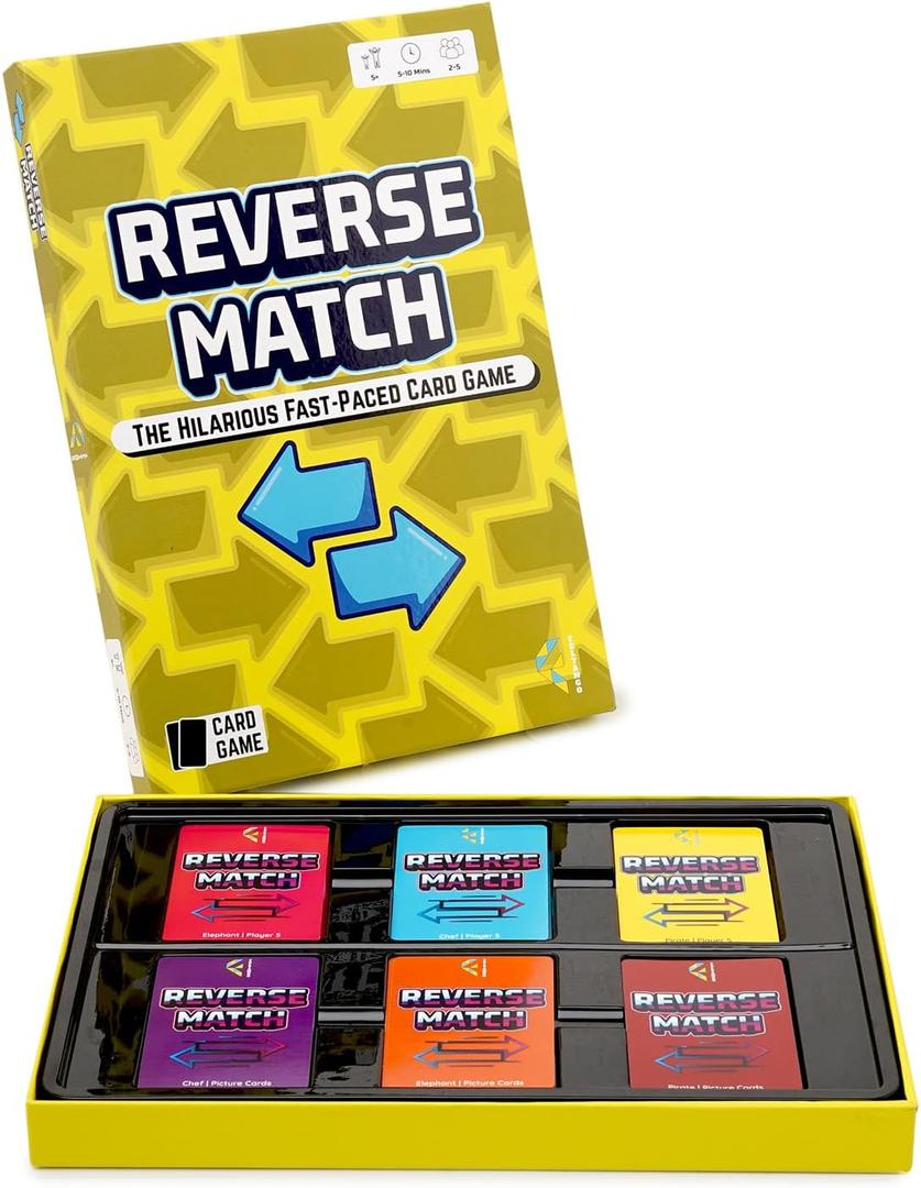 Reverse Match, Card Games for Kids and Adults, Card Games, Board Games, Family Brain Games, Learning Games, Game Night, Travel Games, Ages 5+