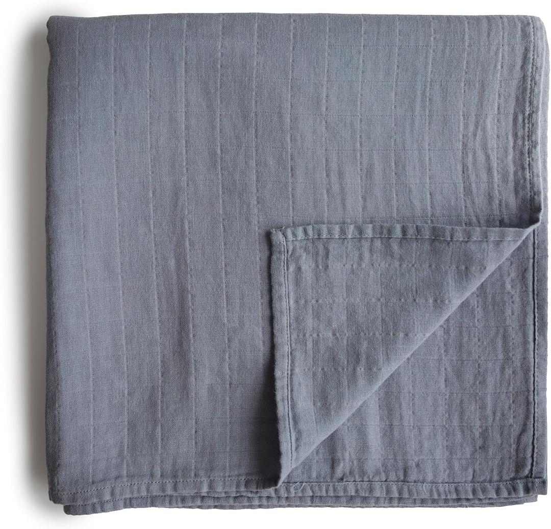 mushie Muslin Baby Swaddle Blanket | 100% Organic Cotton (Tradewinds)