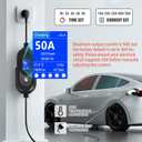 Level 2 EV Charger 50A 240V Portable EVSE 45 Miles Per Hour Fast Charging, NEMA 14-50 Plug, 25FT Cable, SAE J1772 Compatible, Smart LCD Delay Timer, Home Outdoor Use