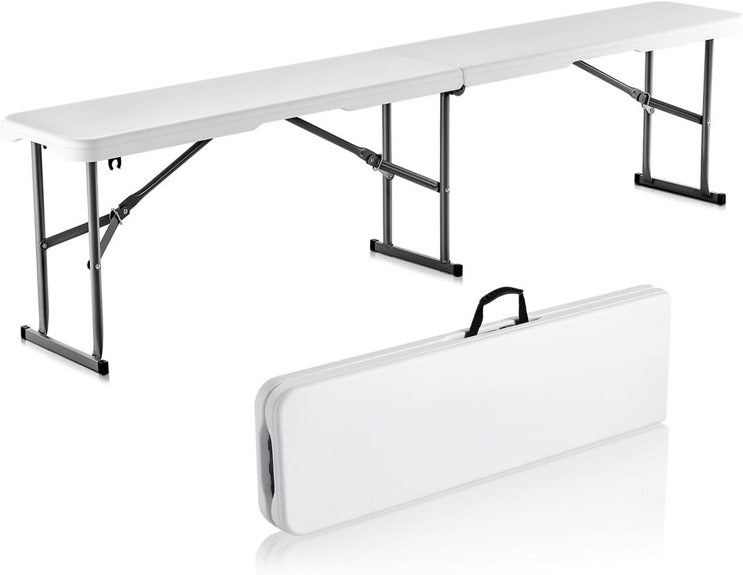 8FT 2.4M 240CM Plastic Folding Bench, Cheap Portable Outdoor Plastic Folding Bench Kits, Picnic Table and Bench