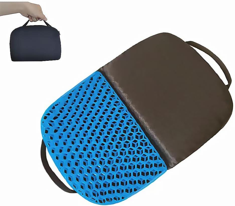 Gel Seat Cushion, Foldable Seat Cushion Comfortable Travel Seat Cushions Soft Breathable for Chair, Car, Plane Outdoor Activities, Stadium, Picnic, Hiking, Mountaineering Relief Sciatica Pain