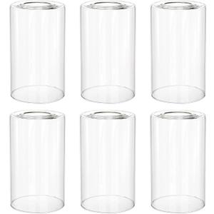 Hedume 6 Pack Clear Glass Shades Replacement, 5.7" Height - 3.5" Diameter - 1.7" Fitter, High Transmittance Clear Cylinder Glass Lamp Shade Replacement for Wall Sconces, Pendant Light, Floor Lamps