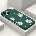 LEECG for iPhone 14 Case Astronaut Butterfly Flower Pattern Soft Anti Scratch Microfiber Lining Inside Phone Cover, Anti Fingerprint Slim Fit Silicone Soft Case for iPhone 14-Daisy Green