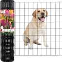 FOREHOGAR Black PVC Coated Welded Wire Fence 24 Inch x 25 Foot, 2 Inch x 3 Inch 16GA, Garden Border Fencing Roll Vinyl Coating Metal Wire Mesh for Yard Vegetable Plant Protection Poultry Netting