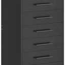 HOOBRO 7-Drawer File Cabinet, Wooden Office Cabinet with Drawers, Mobile Storage Cabinet, for Home Office, Study, Easy Assembly, Black BK07WJ01