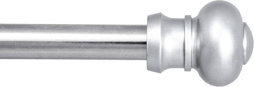 Kenney® Ashby 7/16" Petite Café Decorative Window Curtain Rod, 28-48", Satin Silver