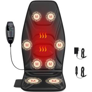Back Massage Chair Pad with Heat, Back Massager for Back Pain Relief, Chair Massager with Vibration, Portable Massage Chair Pad for Office Use, Gifts for Dad & Mom