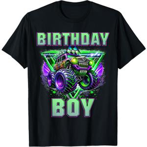 Birthday Boy Monster Truck Are My Jam Shirt Bday Party Kids T-Shirt, Small