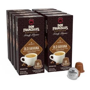 Don Francisco's Old Havana Espresso Pods: 80 Recyclable Aluminum Capsules, Intensity 8 Medium Dark Roast, Compatible with Nespresso Original Line - Bold Cuban-Style coffee with Nutty Notes (10 Count (Pack of 8)) (BB 06/21/25)