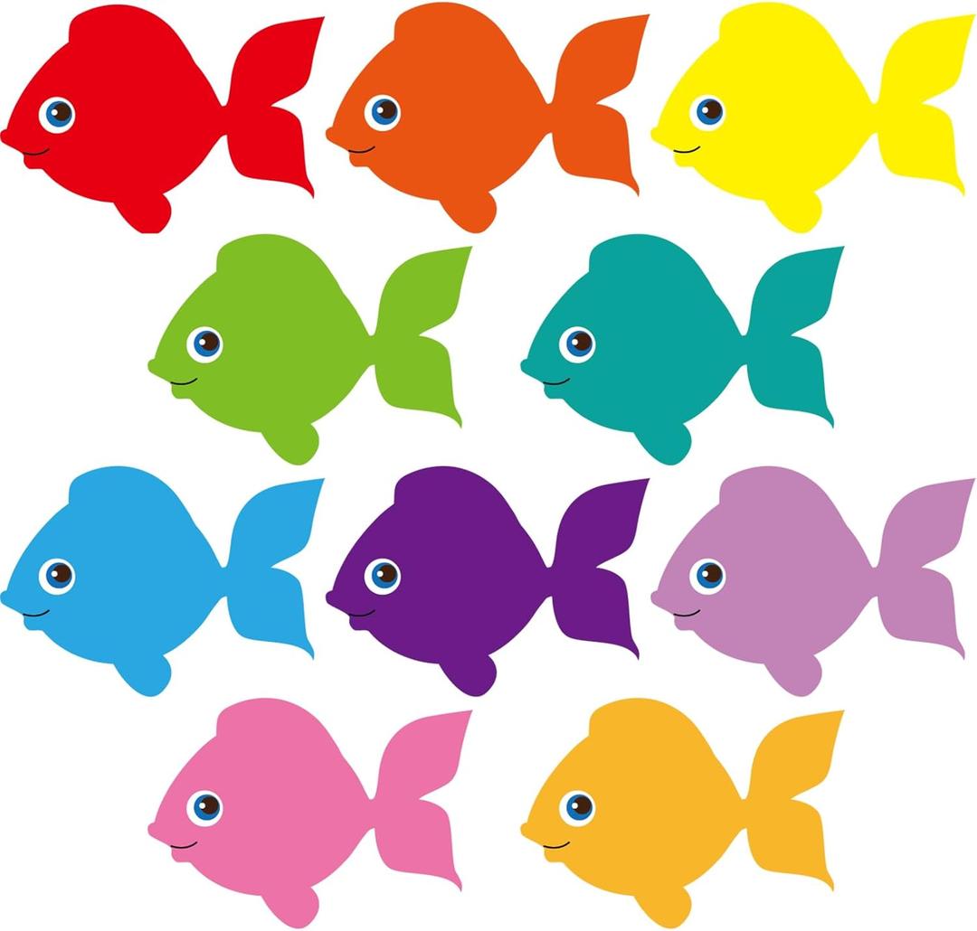 Eaasty 200 Pieces Fish Paper Cutouts Classroom Bulletin Board Decorations Colorful Fish Shape Accents for Wall Decor School Party Supply Teachers DIY Craft(6 Inch)