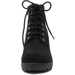 Soda Womens Second Lace Up Ankle Bootie Black  7.5