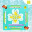 Floating Mahjong Table for Pool, Double-Sided Water Game Tray with Mahjong & Poker Card Playing Surfaces for Poker, Card, Dominoes, Board Games and Summer Pool Party Supplies