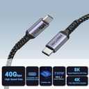 USB 4 Cable 6.6FT 2 Packs, 240W USB C to USB C Cable, High Speed 40Gbps Data, 8K 60Hz, 5K 60Hz, 4K 144Hz Monitor Display PD Compatible for Thunderbolt 4/3, iPhone 15Pro/16ProMax, Monitor