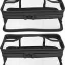 Black Transparent Cosmetic Bag Waterproof Handbag Portable Travel Work Make Up Kit Double Zipper Storage Bag, 2 PCS