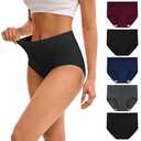 INNERSY Women's High Waisted Underwear Cotton Panties Regular & Plus Size 5-Pack (Medium,Darks 1)
