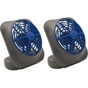 Treva 5 Inch Battery Powered Fan Portable Desk Fan 2 Cooling Speeds with Compact Folding & Tilt Design Cubicle Accessories Small Portable 2 Pack (Dark Blue)