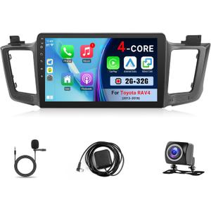 KuTaiTai Car Radio Stereo for Toyota RAV4 2013-2018 with Wireless Carplay Android Auto, 2+32GB 10.1-inch IPS Touchscreen Head Unit Radio Replacement with GPS Navigation Bluetooth WiFi FM Rear Camera