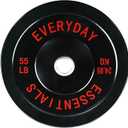 BalanceFrom Color Coded Black Olympic Bumper Plate Weight Plate with Steel Hub, 55LB 