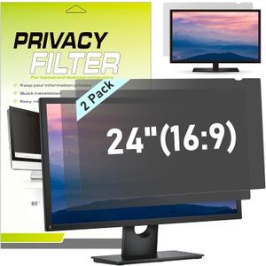 LAMA 2 Pack 24 Inch 16:9 Computer Privacy Screen Filter for Widescreen Monitor, Universal Privacy Shield, Privacy Screen Protector(WxH:531 * 298mm), Anti-Spy/Anti-Scratch/Anti-Glare Protector